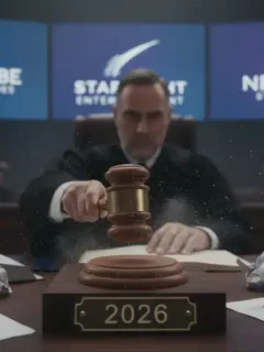 Scène de tribunal dramatique symbolisant le verdict de l'affaire de plagiat de 2026.