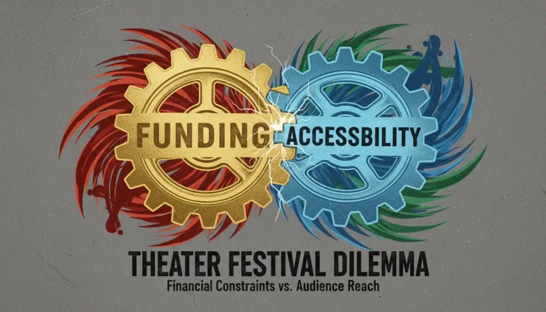 Représentation graphique d'engrenages 'Financement' et 'Accessibilité', symbolisant les tensions des festivals.