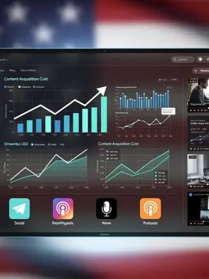 Financial dashboard showing reduced content acquisition costs for US platforms.