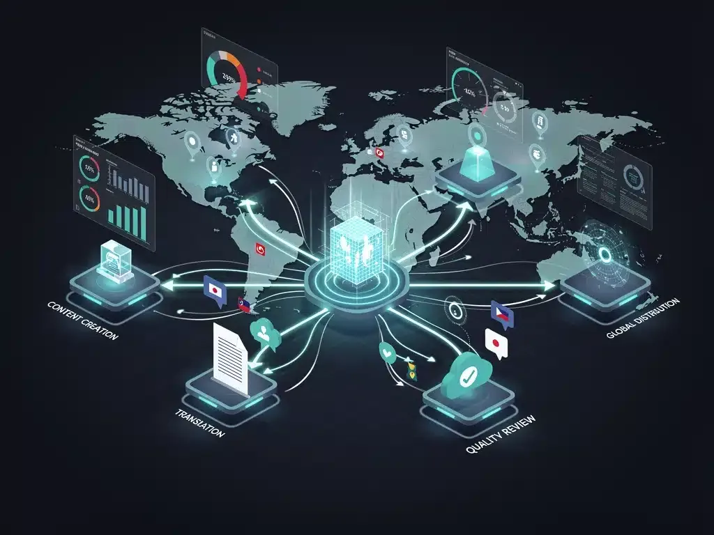 AI-driven content localization workflow optimization diagram