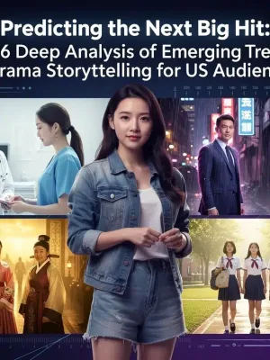 Diverse dorama characters and scenes symbolizing future trends in Asian storytelling for US viewers.
