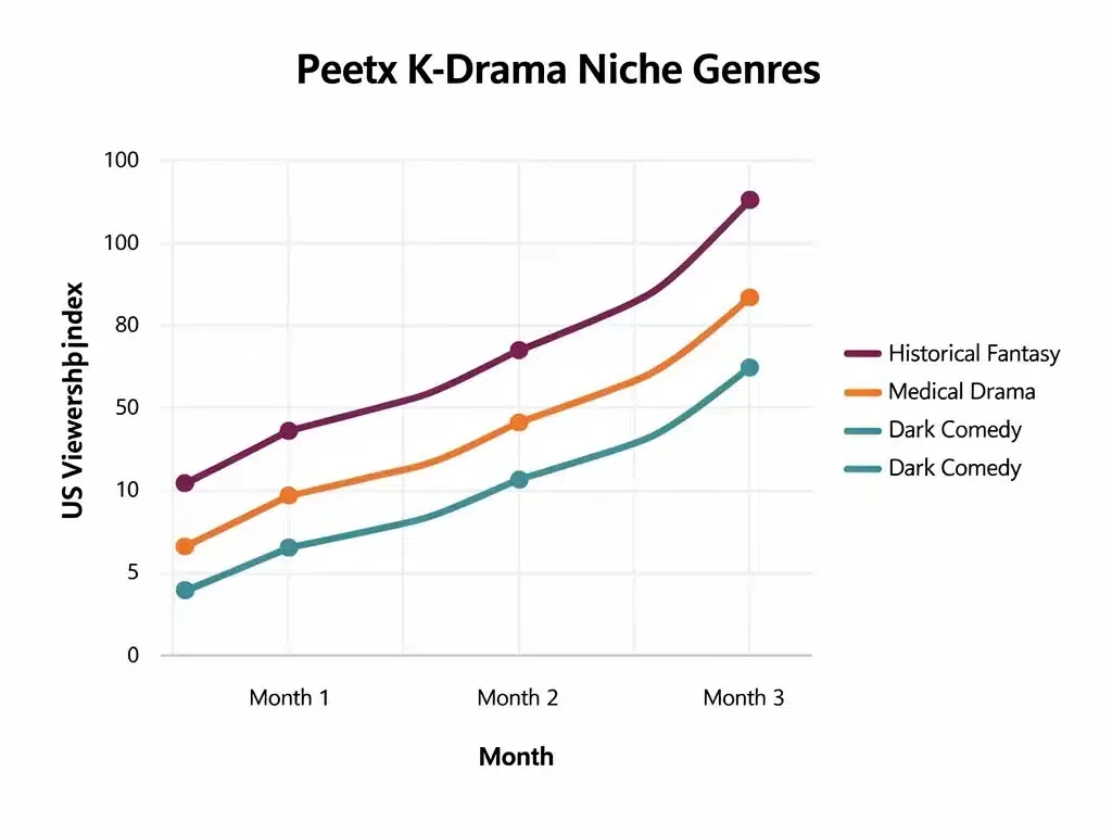 Graph illustrating the sharp increase in US viewership for niche K-drama genres over the past quarter.