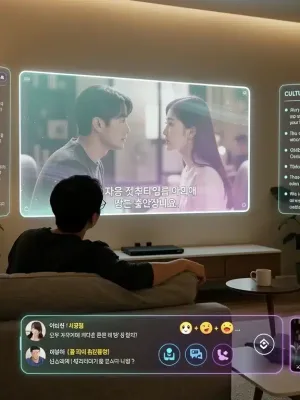 Futuristic K-drama streaming experience with advanced features