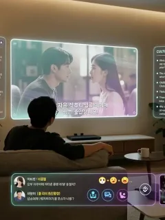 Futuristic K-drama streaming experience with advanced features