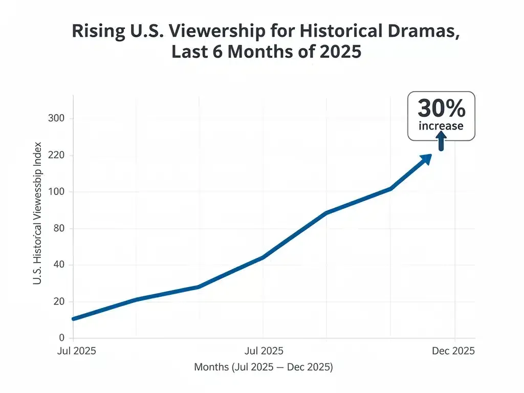 Graph showing a 30% increase in U.S. historical drama viewership in late 2025.