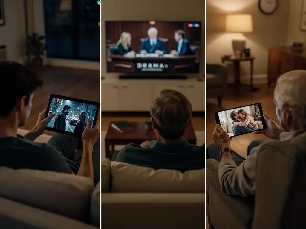 Diverse U.S. audiences engaging with new drama content on multiple devices.