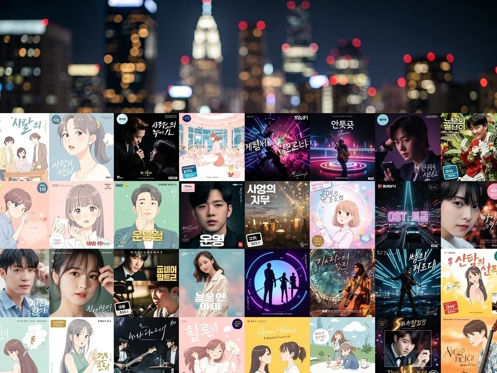 Vibrant K-Drama soundtrack album covers dominating U.S. music charts in January 2026