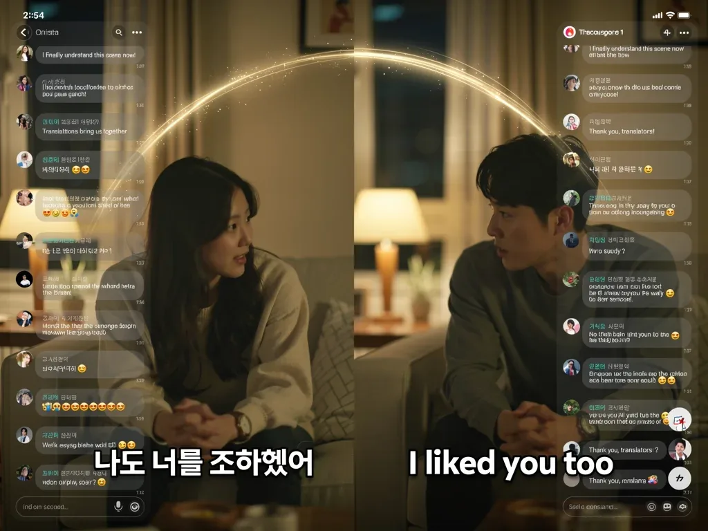 K-Drama scene with original Korean and fan-translated English subtitles.