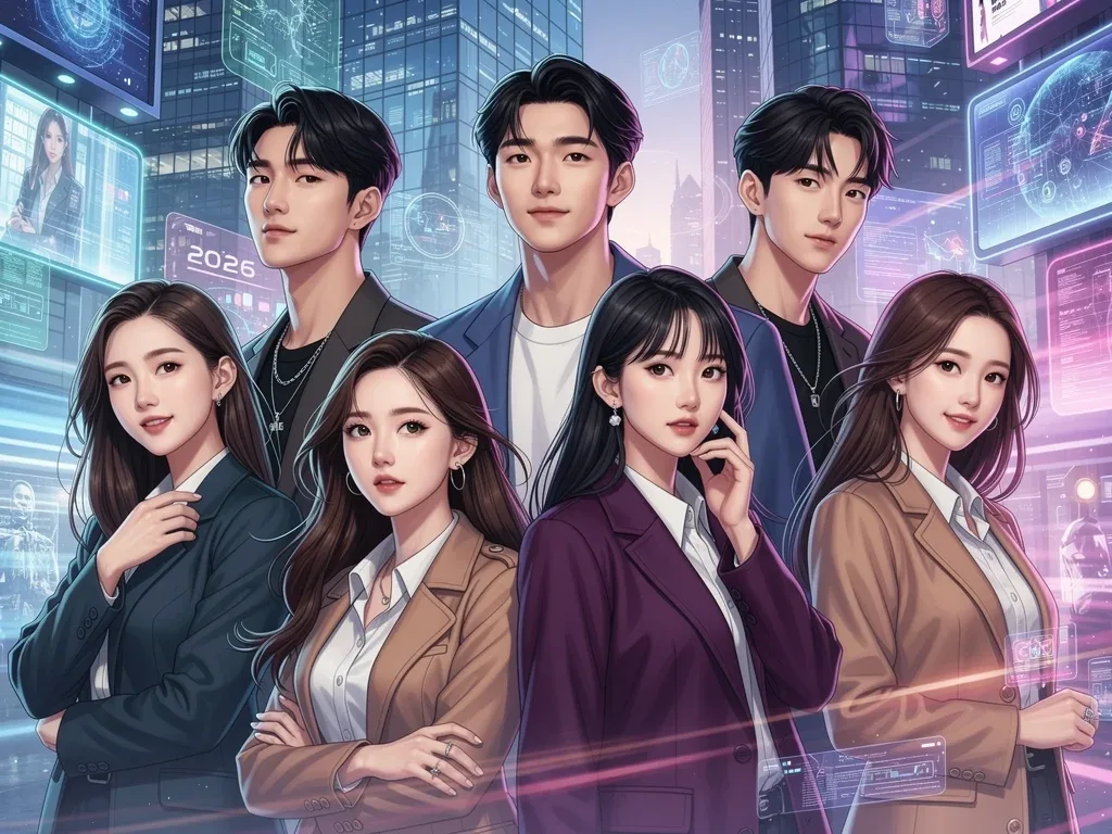 Six charismatic Korean actors and actresses, future K-Drama breakout stars of 2026, captivating U.S. audiences.