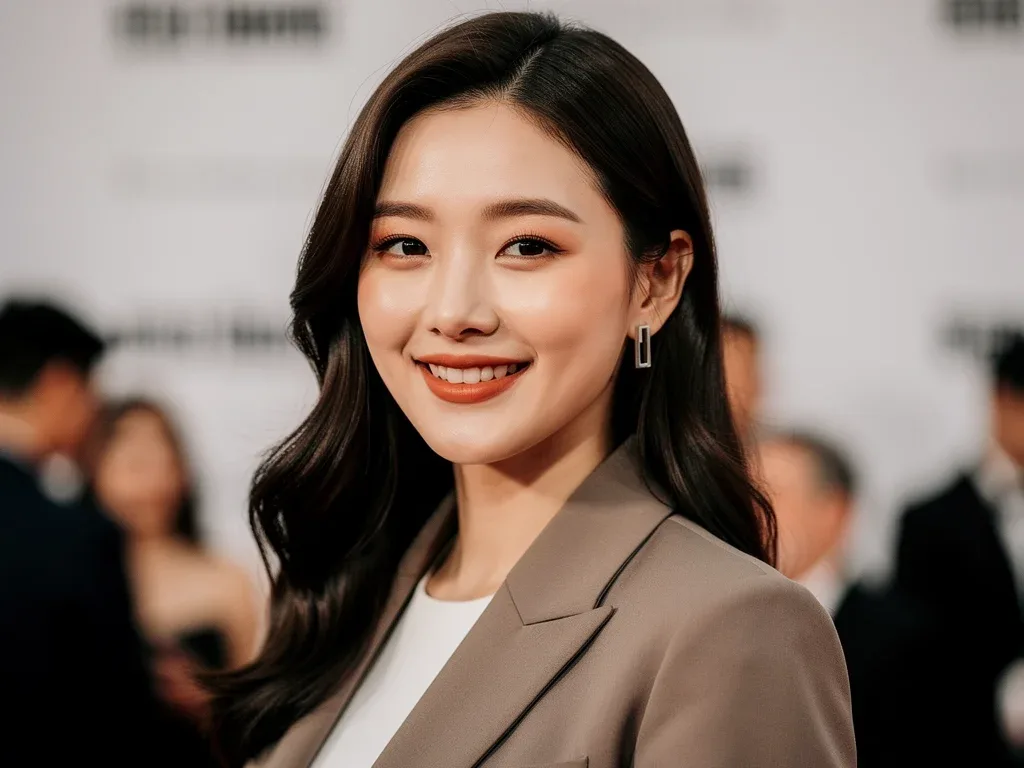 Charismatic K-Drama actress smiling, poised for international success in 2026.