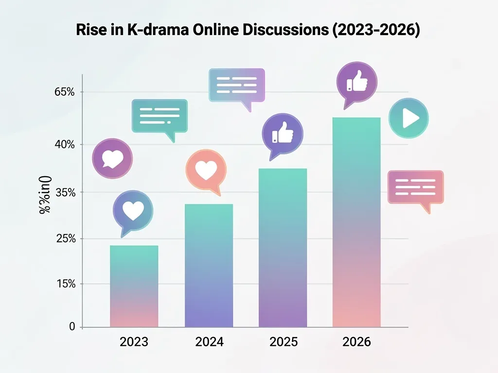 Bar chart showing a 25% increase in K-drama discussion, reflecting the 2026 K-Drama Effect.
