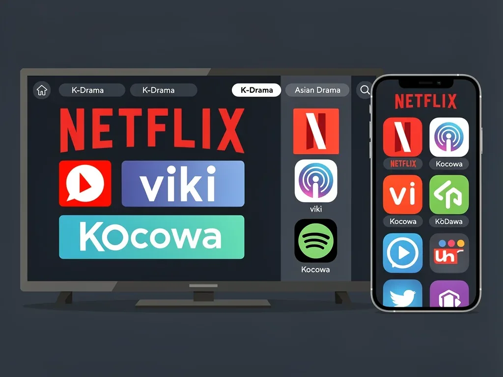 Streaming service logos for K-drama viewing in the U.S., showcasing platform options for K-Drama Marathon Tips U.S.