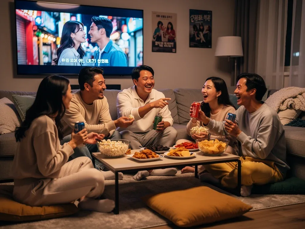 Friends discussing K-drama together, highlighting community and shared viewing for K-Drama Marathon Tips U.S.