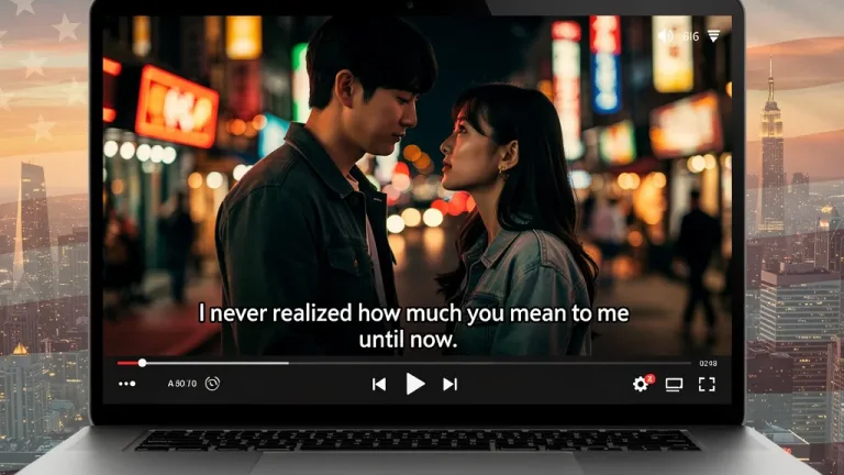 Advanced K-Drama subtitles displayed on a screen for U.S. viewers, showcasing linguistic and cultural accuracy.