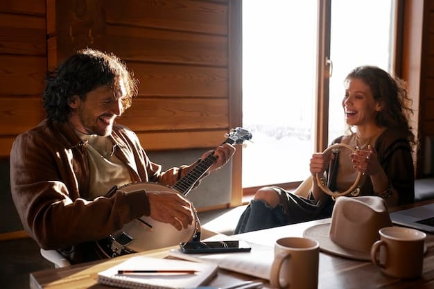 A scene showing a K-Drama actor having a casual conversation with an American actor during a break on set. Both actors are smiling and relaxed, illustrating a natural and comfortable exchange.