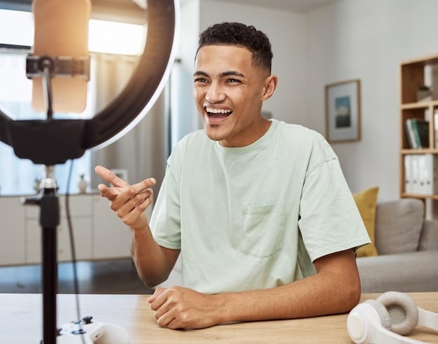 A K-Drama actor holding a live Q&A session on Instagram, with excited fans commenting and asking questions in real-time. The actor is smiling and engaging directly with the camera.
