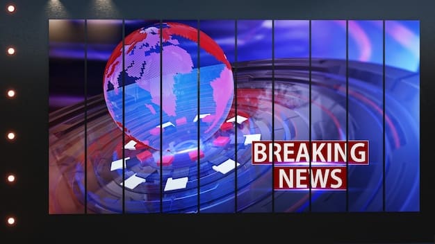A digital interface displaying a variety of breaking news headlines on different topics such as politics, sports, and weather, each with corresponding icons and timestamps. The headlines are designed to grab attention and convey the urgency of the information.