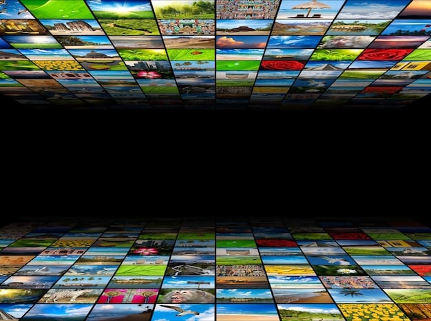 A split-screen image showing various logos of popular streaming services such as Netflix, Hulu, Amazon Prime Video, and Disney+. These logos are prominently displayed against a backdrop of screens playing different dramatic TV shows.