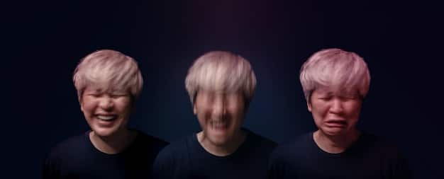 A split image showing a bustling film set on one side and a serious-looking actor in character on the other, with light effects suggesting strong emotions.