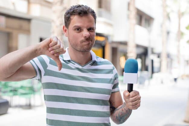 A photograph showing a public figure giving a press conference, looking distressed, with reporters holding microphones.