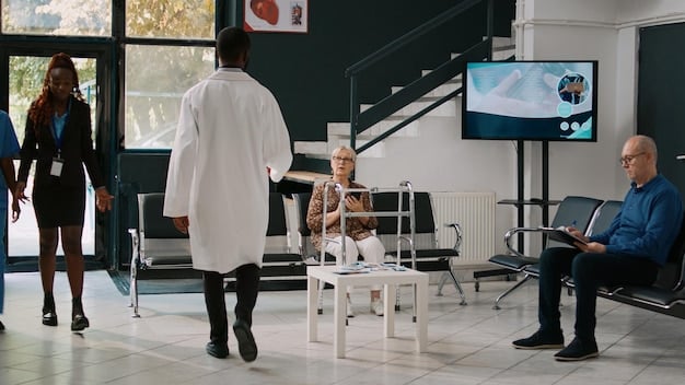 A modern TV drama scene featuring a diverse group of characters in a hospital setting, engaging in intense dialogue. The scene highlights the show's focus on contemporary social issues and diverse representation.