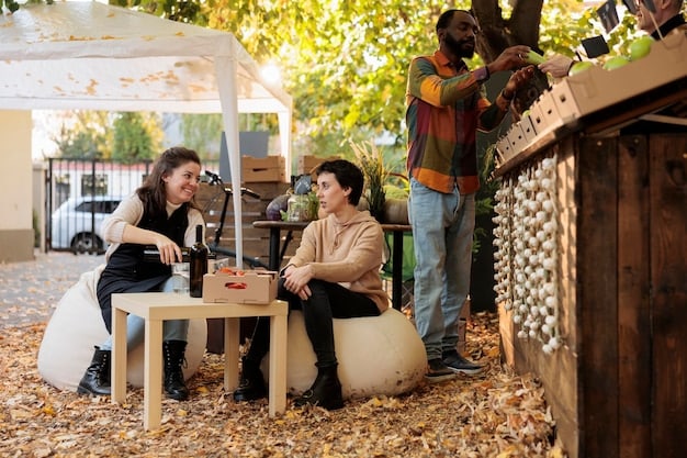 A behind-the-scenes shot of the Stranger Things cast on set, smiling and engaged during filming. Show the Duffer Brothers in the background, directing the scene.