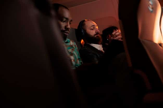 A diverse audience members in a futuristic, dimly lit theater setting, each holding a tablet or looking at a smart device showing a drama review, reflecting the convergence of technology and live performance.