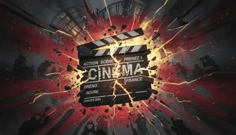 Clap de cinéma brisé, symbolisant les révélations dramatiques du cinéma français en janvier 2026.