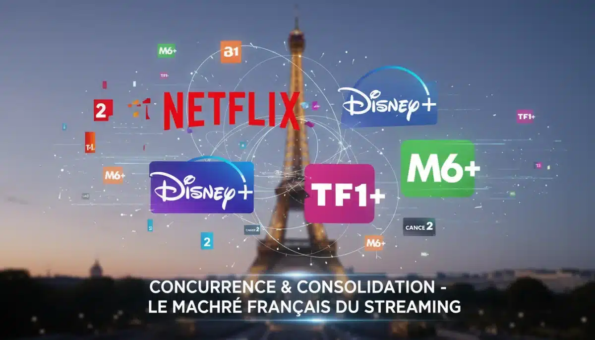 Logos de plateformes de streaming et chaînes françaises, illustrant la concurrence intense.