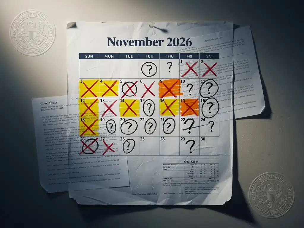 Calendrier de fin 2026 avec des dates de diffusion de documentaires annulées ou reportées en raison d'une décision judiciaire.