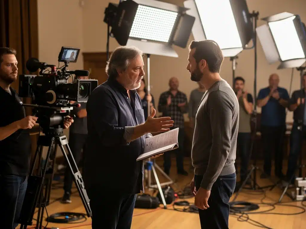 Le réalisateur de "Le Dernier Souffle" dirigeant un acteur sur le plateau de tournage