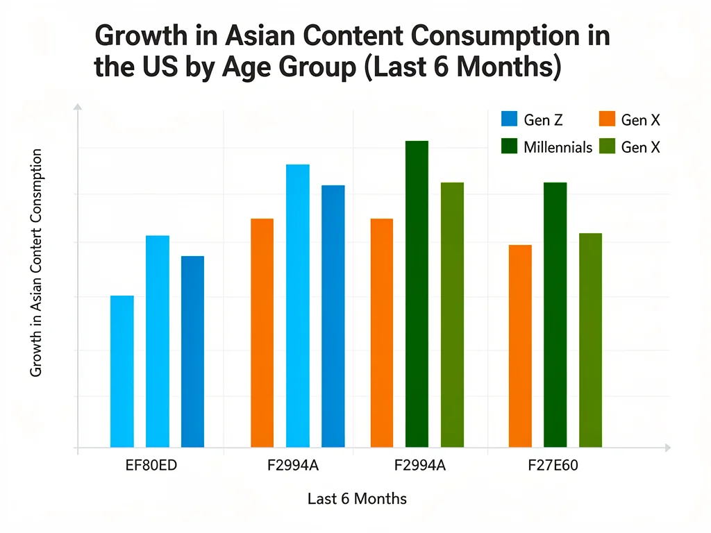 Bar chart showing age group growth in US Asian content consumption