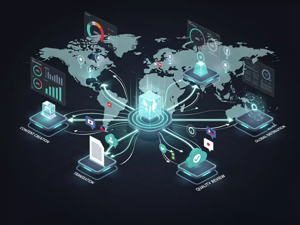 AI-driven content localization workflow optimization diagram