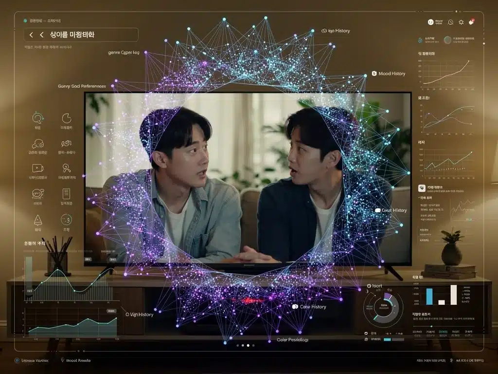 AI neural network analyzing K-drama content for recommendations