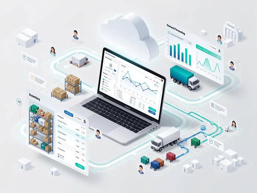 Cloud-based supply chain management platform with integrated modules.