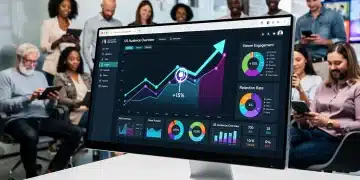 Data analytics dashboard showing viewer retention metrics and growth targets