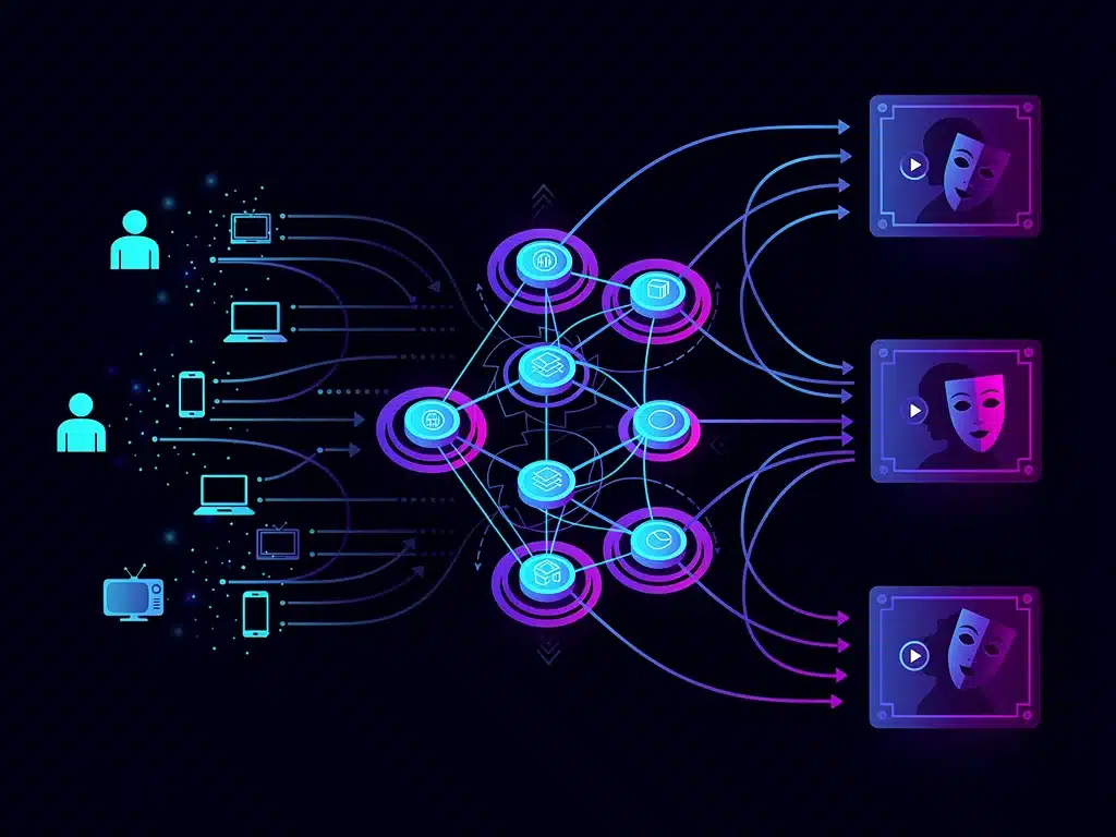 Data flow visualization of streaming algorithms influencing drama series recommendations