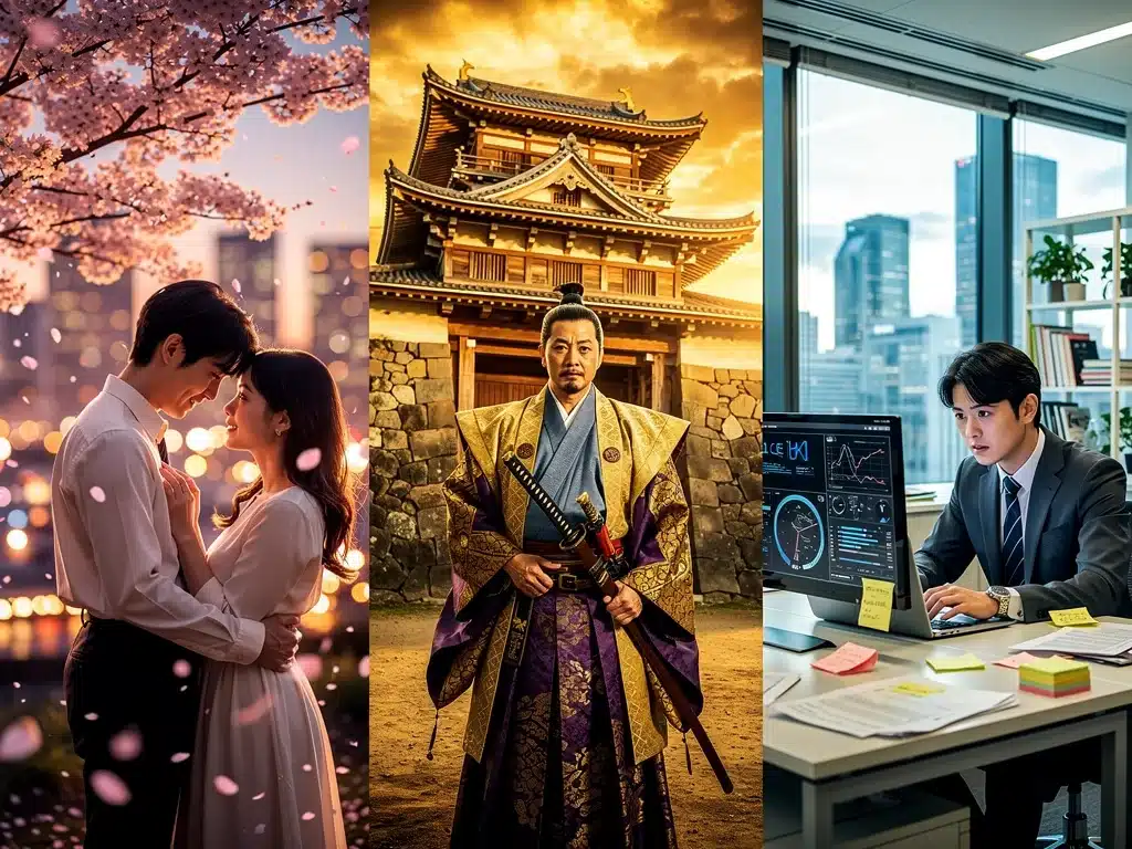 Collage of diverse dorama genres showcasing emotional depth and cultural richness