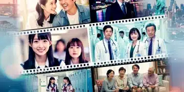 Dynamic collage showing dorama stars and scenes integrated with US cityscapes, representing mainstream success.