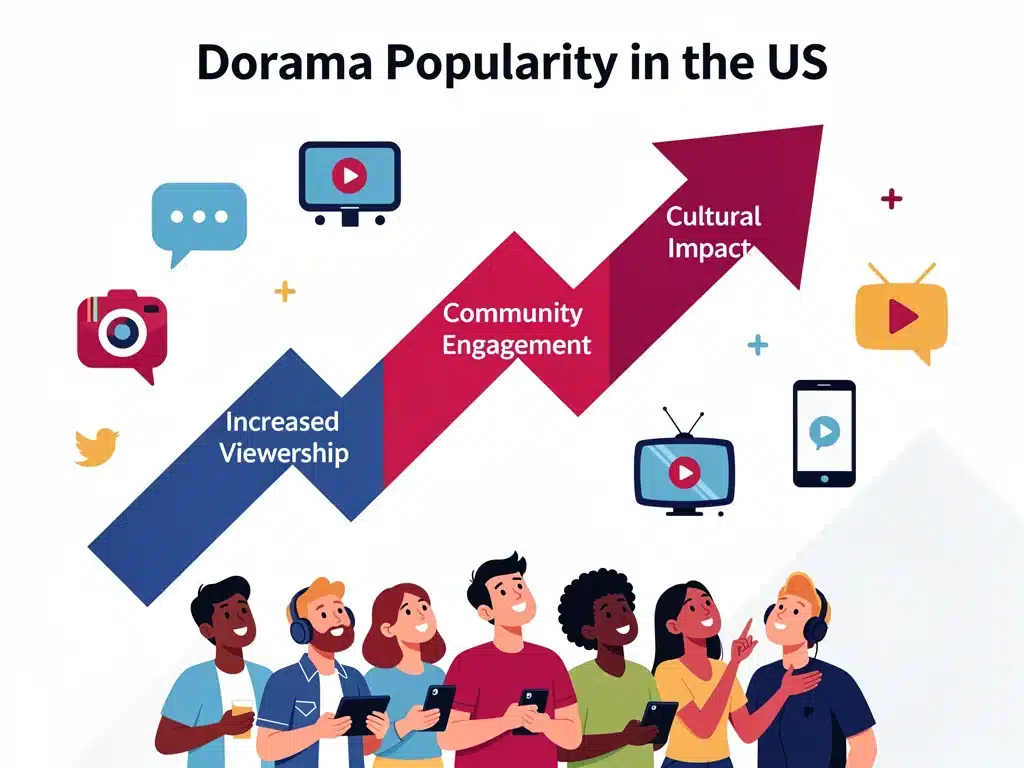 Infographic showing increasing dorama popularity and community engagement in the US