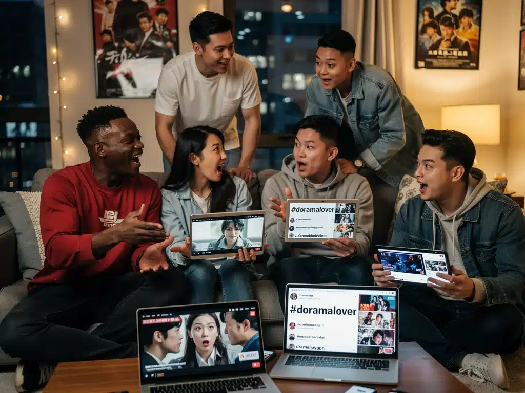 US young adults engaging with dorama content on social media, showing widespread digital interaction.