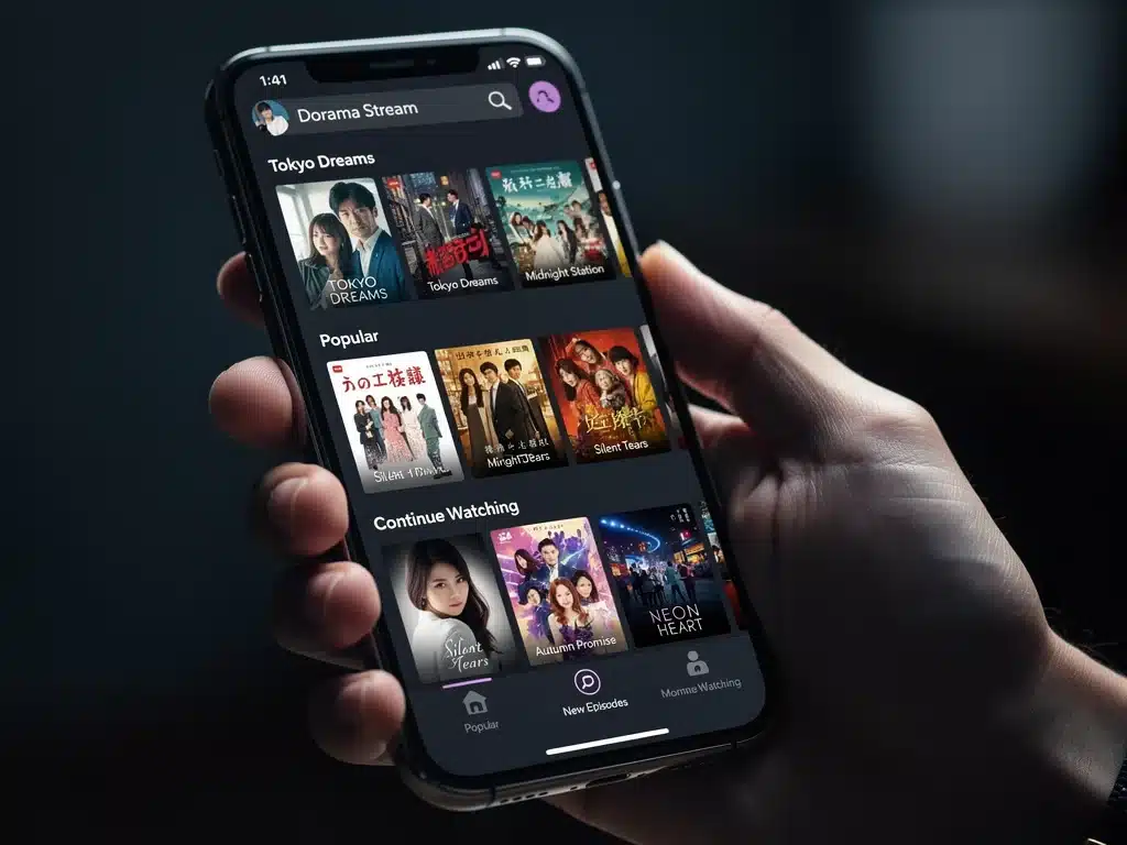 Exploring diverse dorama streaming options on a mobile device, highlighting affordable access to multiple libraries.