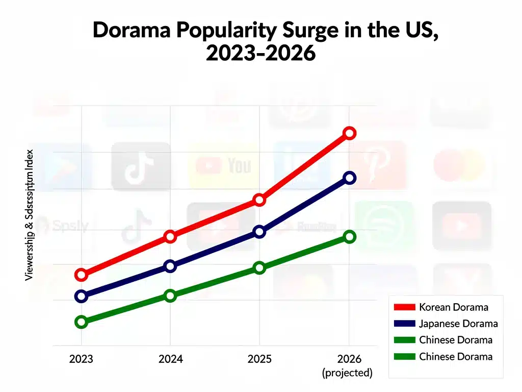 Rising dorama viewership trends in the US market, forecasting growth into 2026.