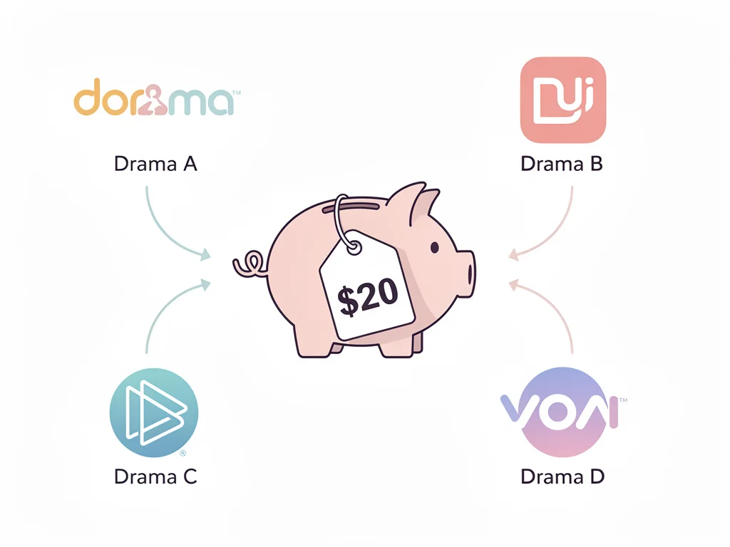 Infographic illustrating how to combine four dorama streaming platforms to stay under a monthly budget.