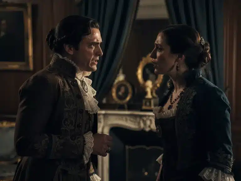 Dramatic scene from a French historical film, hinting at intense emotional depth and potential award success.