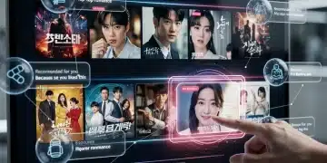 Futuristic streaming interface with AI K-drama recommendations