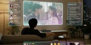 Futuristic K-drama streaming experience with advanced features