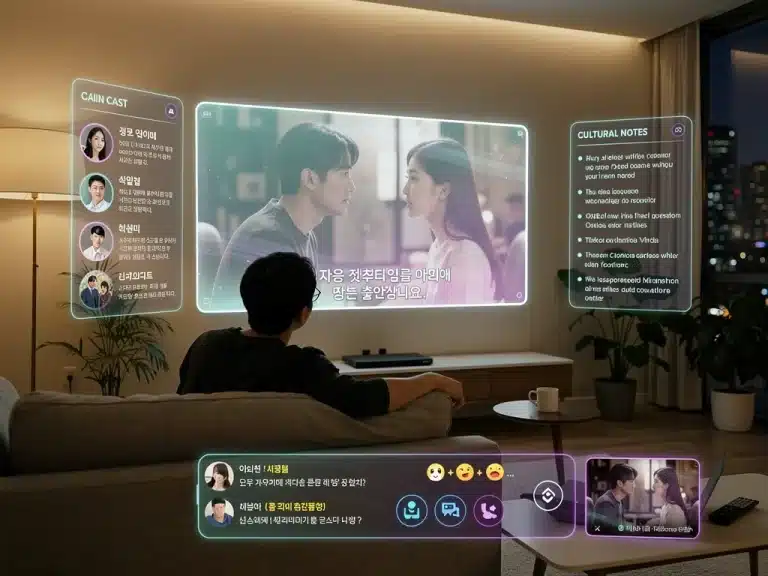 Futuristic K-drama streaming experience with advanced features