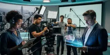 Diverse film crew collaborating on a global co-production set, symbolizing financial efficiency for US studios.