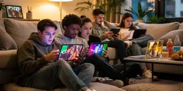Viewers engaging with short-form dramas on multiple screens, reflecting modern consumption habits.